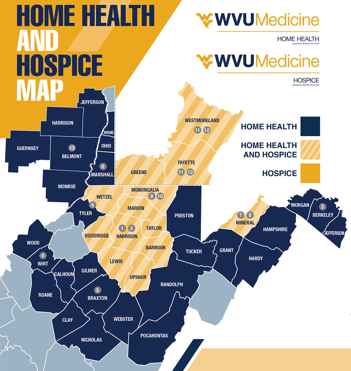 WVU Medicine Home Health and Hospice Map