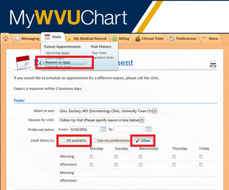 Using MyWVUChart United Hospital Center