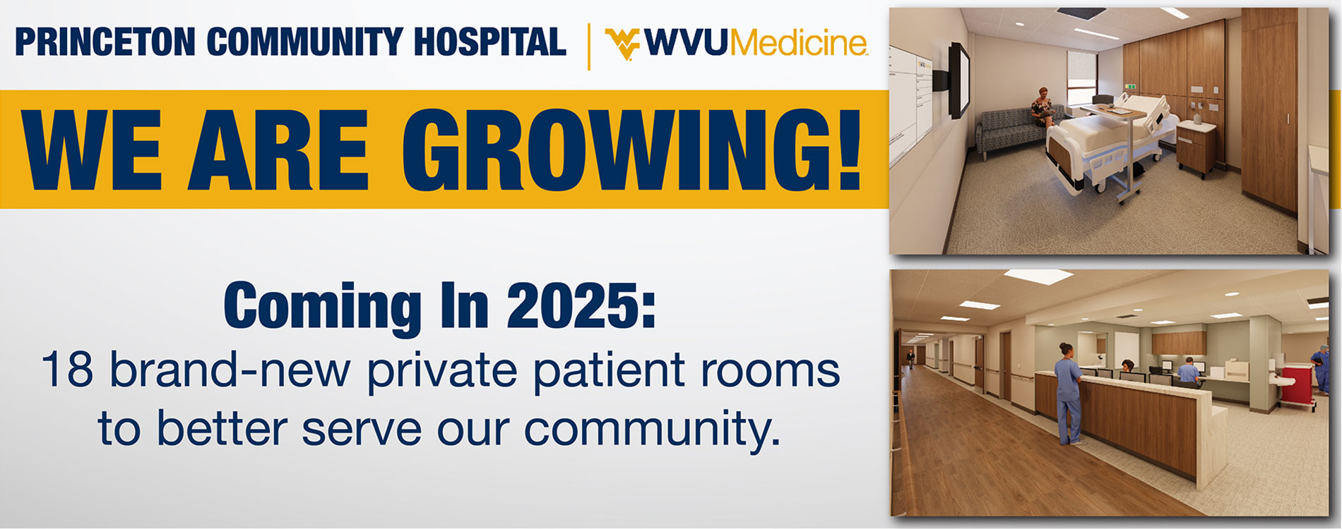 We are Growing coming in Early 2025: 18 brand-new private patient rooms to better serve our community.