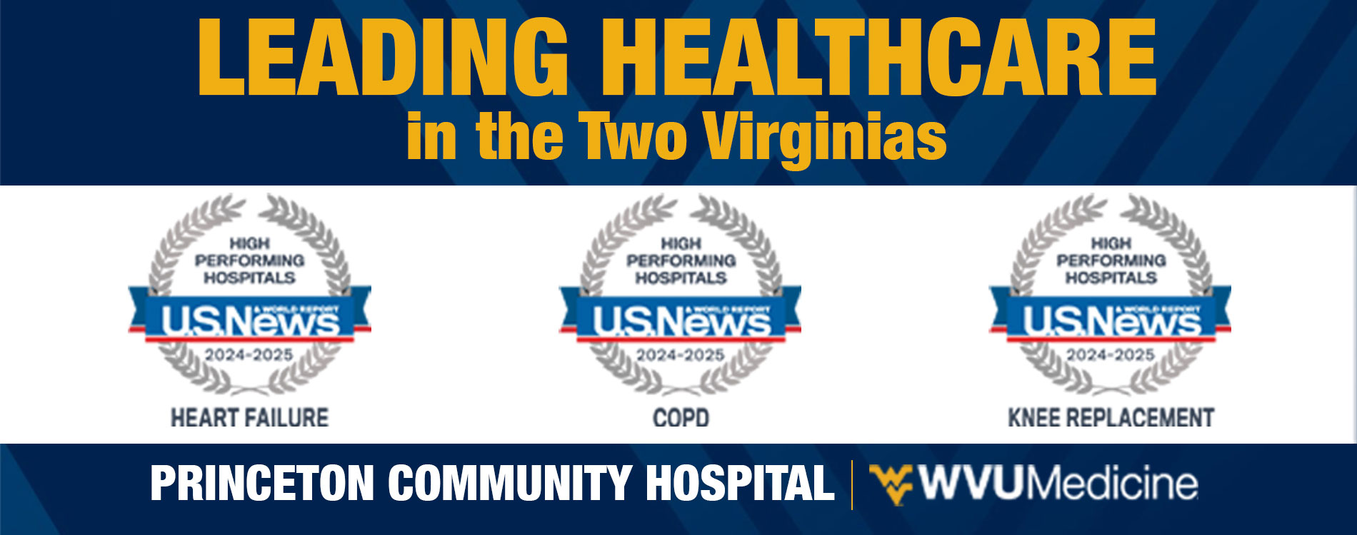 Leading Healthcare in the two Virginias. Princeton Community Hospital High performing hospitals U.S. News & World Report 2024-2024 Heart Failure, COPD, and Knee Replacement