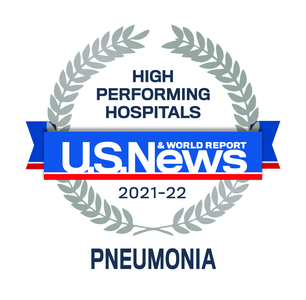 U.S. News & World Report High Performing Procedures and Conditions category logo Pneumonia