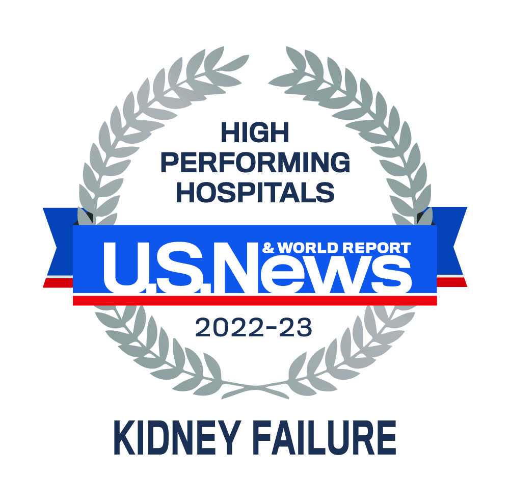 U.S. News & World Report High Performing badge for Kidney Failure