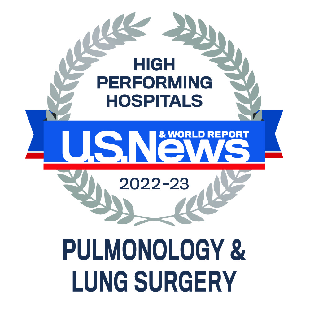 U.S. News & World Report High Performing badge for Pulmonology & Lung Surgery