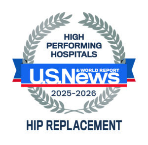 U.S. News & World Report High Performing Hospitals Hip Replacement 2025-2026 logo
