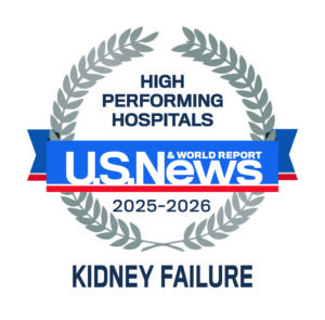 U.S. News & World Report High Performing Hospitals Kidney Failure 2025-2026 logo
