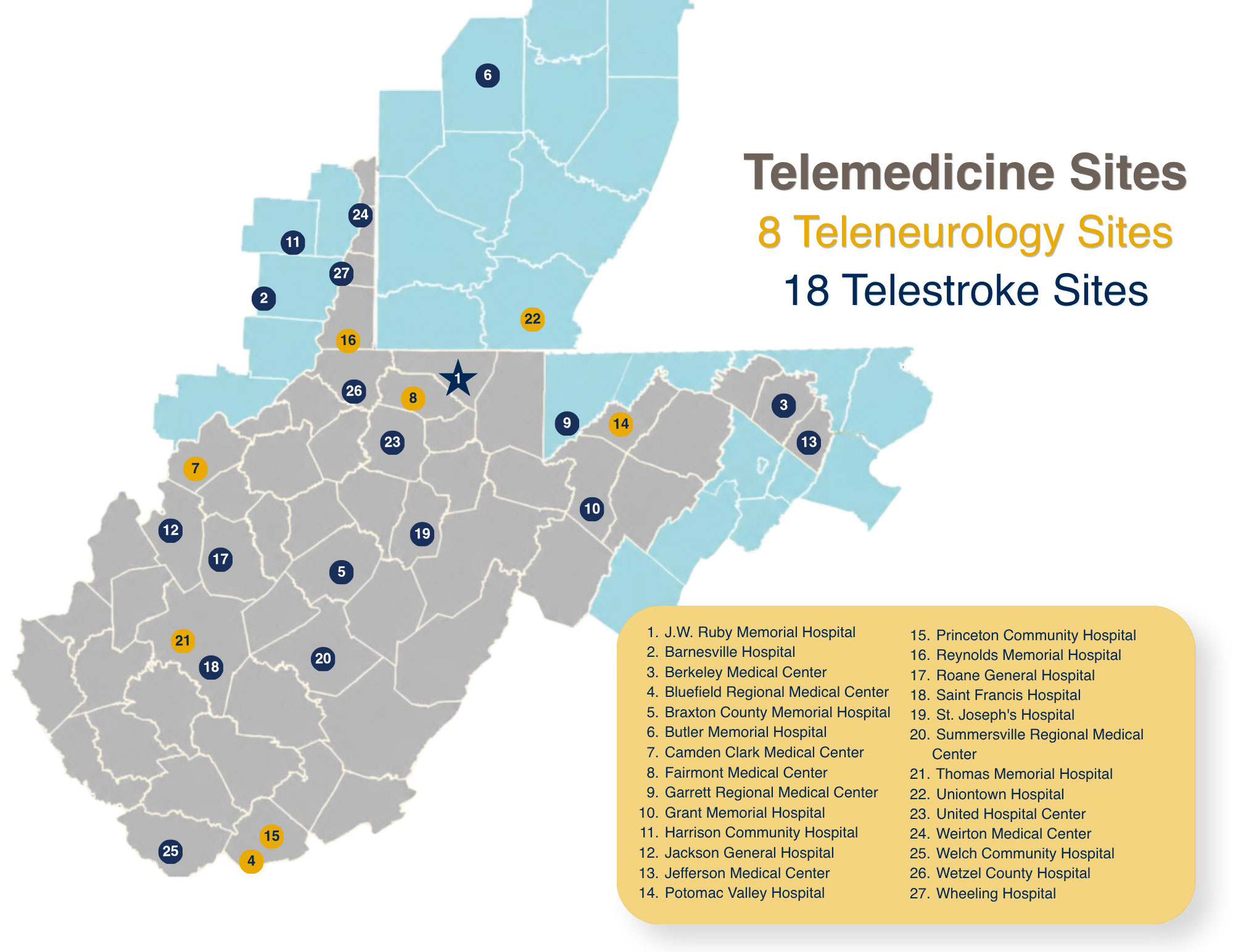 TeleStroke Locations map